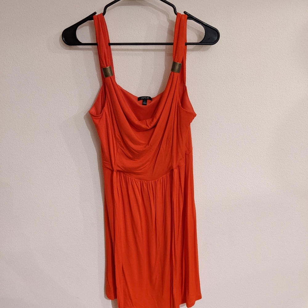 APT. 9 Dress with Metal Strap Detail in Red Orange, Large